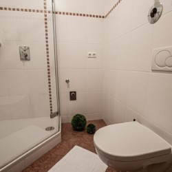 Gemütliches Badezimmer in der Ferienwohnung Alpine Suite in Bad Wiessee. Buchen Sie jetzt Ihren entspannten Aufenthalt!