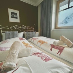 Gemütliches Schlafzimmer in einer Ferienwohnung in Warth am Arlberg, ideal für Entspannung nach dem Ski.