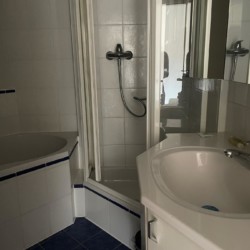 Helles Bad mit Dusche im Apartment am Tegernsee, ideal für Ihren Urlaub.