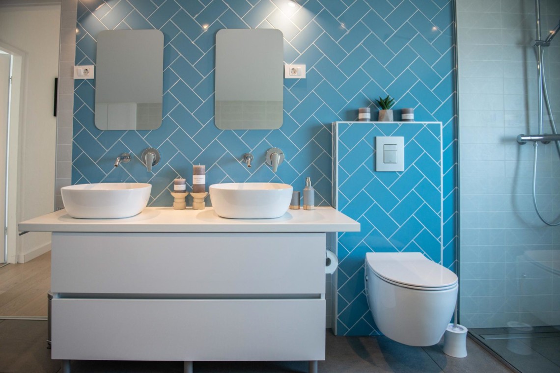 Modernes Badezimmer in Ferienwohnung Villa Titania, Opatija – stilvolles Design & Komfort. Ideal für Ihren Urlaub!