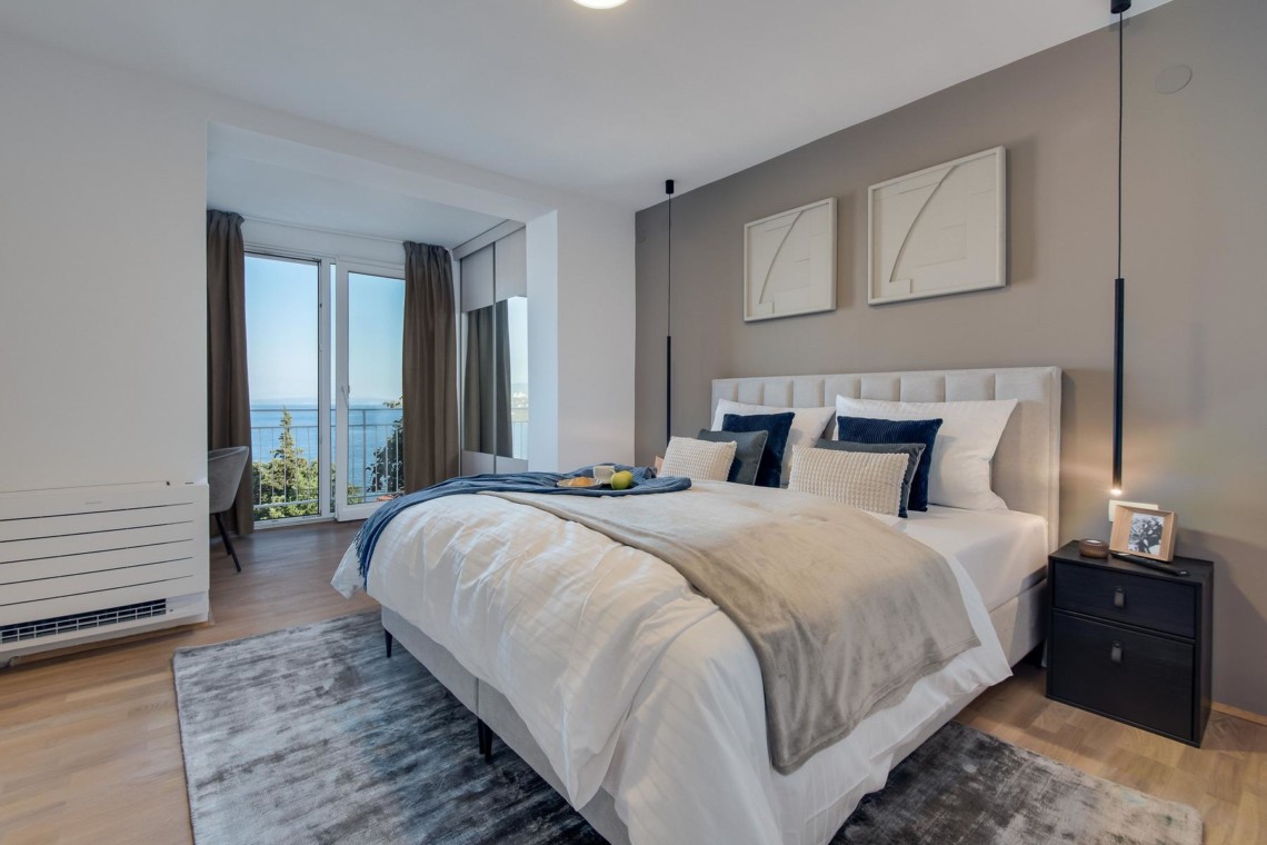 Modernes Premium Apartment in Opatija mit Meerblick, stilvoller Einrichtung und Terrassenzugang. Ideal für Ihren Urlaub an der Adriaküste.
